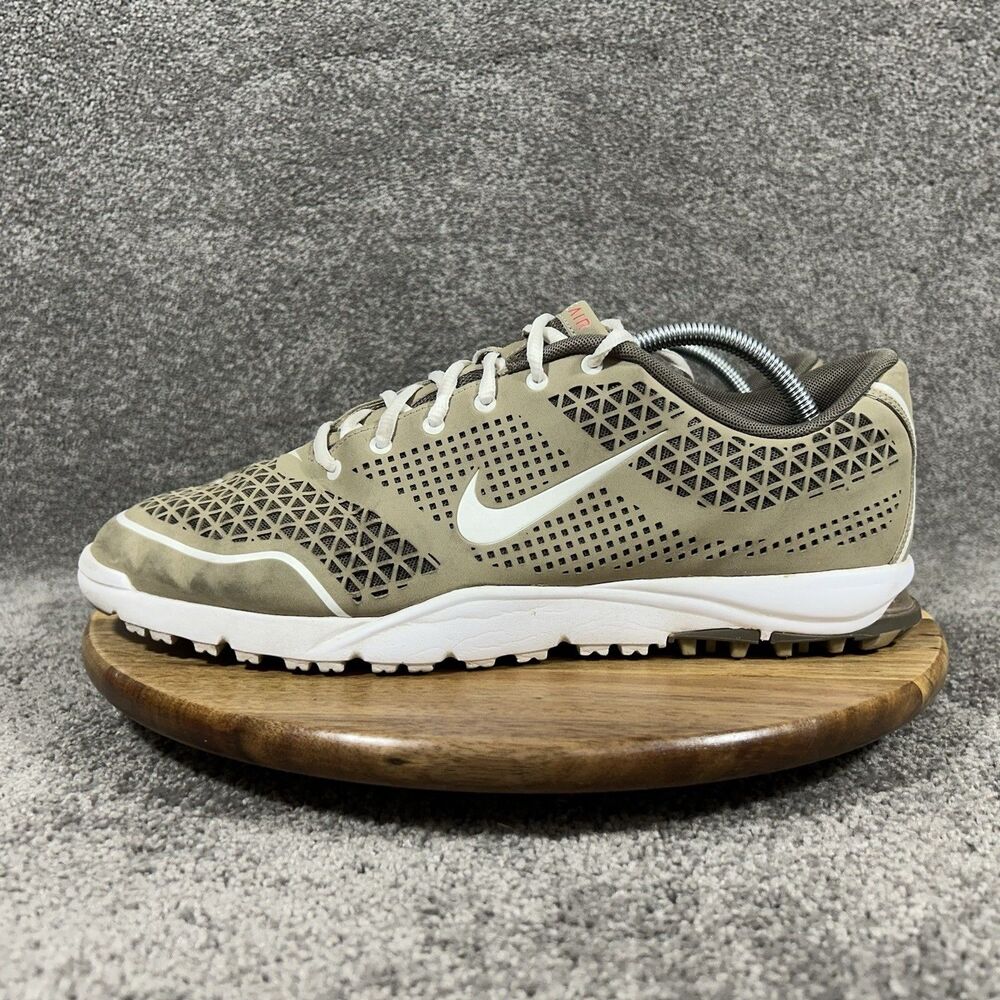 Nike Air Rate Tour 379200-212 Men’s Size 11.5 Khaki Mesh Spiked Golf Shoes Used - Picture 5 of 11